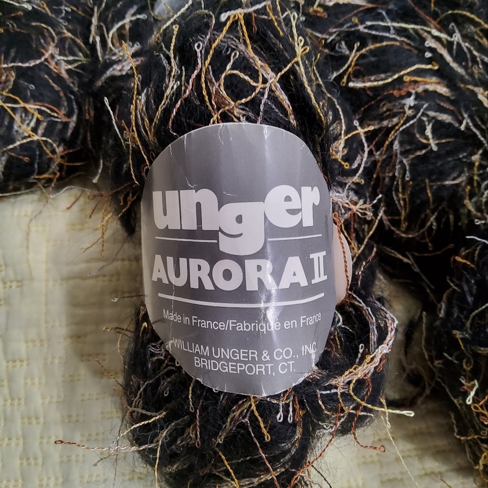 Vintage Unger Aurora II Mohair Blend Black and Gold Yarn Bundle Of 672 g